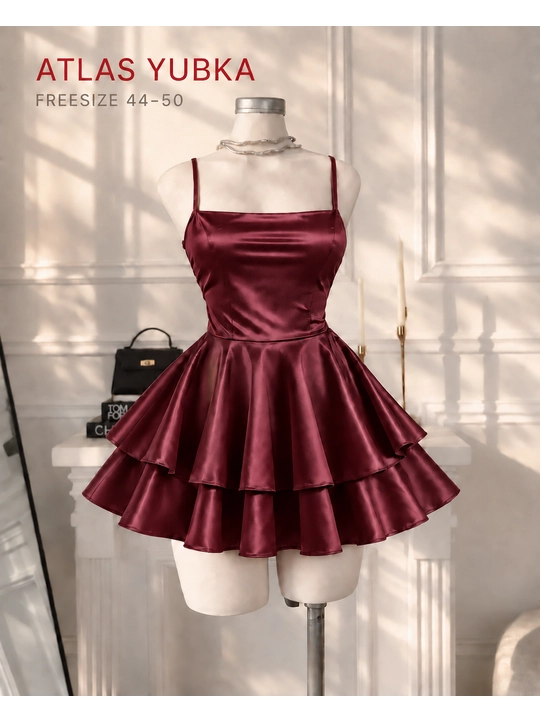 Ayollar uchun atlas penyuar, yubkali tungi kiyim, Freesize 44–50 - 