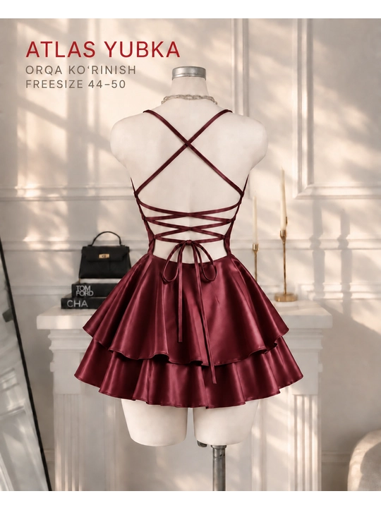 Ayollar uchun atlas penyuar, yubkali tungi kiyim, Freesize 44–50