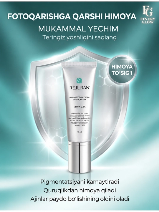 REJURAN UV Protection quyoshdan himoya kremi SPF50+ PA+++, c-PDRN 0,2%, 40 ml