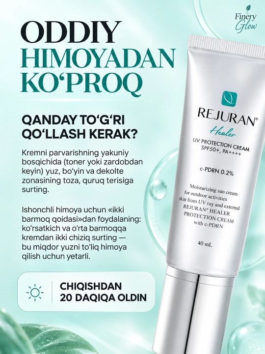 REJURAN UV Protection quyoshdan himoya kremi SPF50+ PA+++, c-PDRN 0,2%, 40 ml