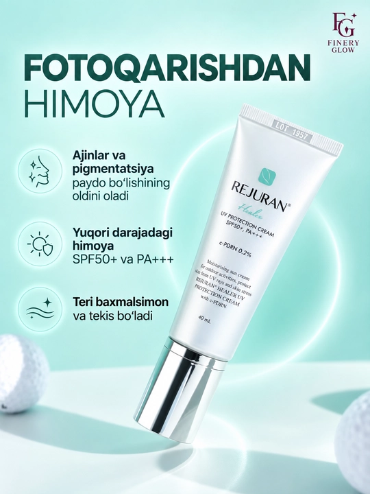REJURAN UV Protection quyoshdan himoya kremi SPF50+ PA+++, c-PDRN 0,2%, 40 ml
