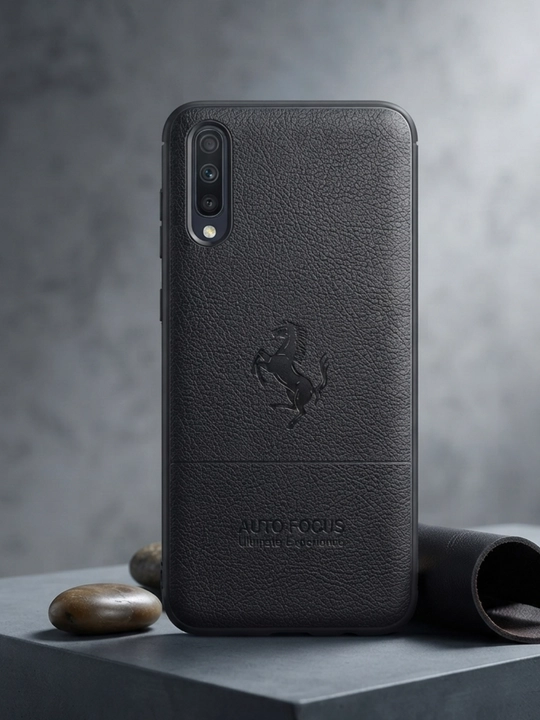 Samsung A30S / A50 uchun qora charmga o‘xshash g‘ilof