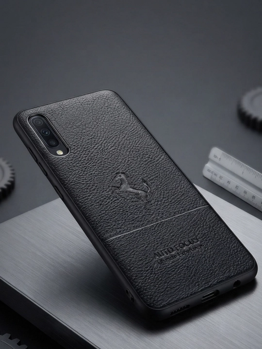 Samsung A30S / A50 uchun qora charmga o‘xshash g‘ilof