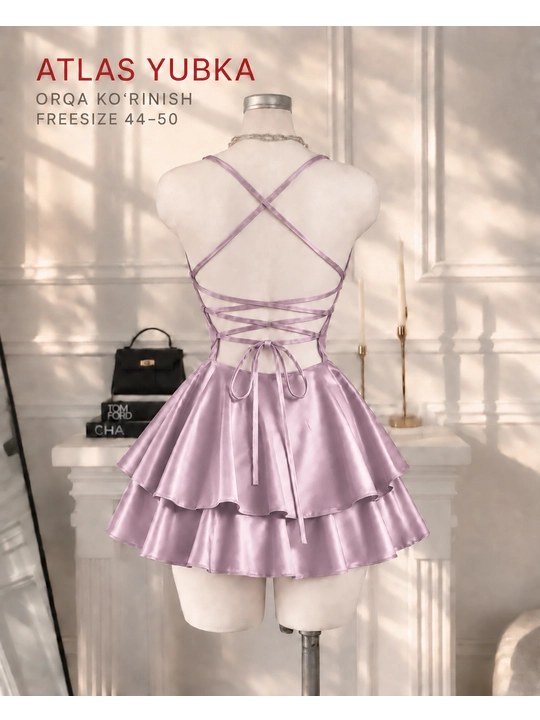 Ayollar uchun atlas penyuar, yubkali tungi kiyim, Freesize 44–50