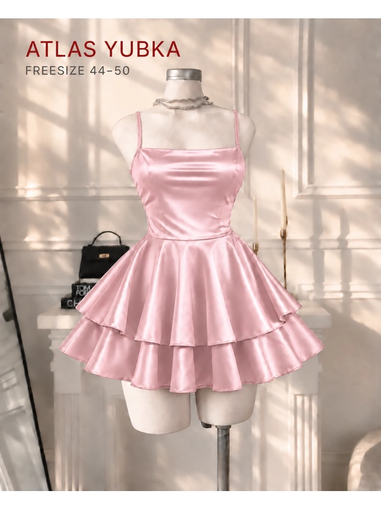 Ayollar uchun atlas penyuar, yubkali tungi kiyim, Freesize 44–50 - 