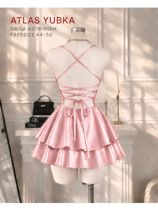Ayollar uchun atlas penyuar, yubkali tungi kiyim, Freesize 44–50
