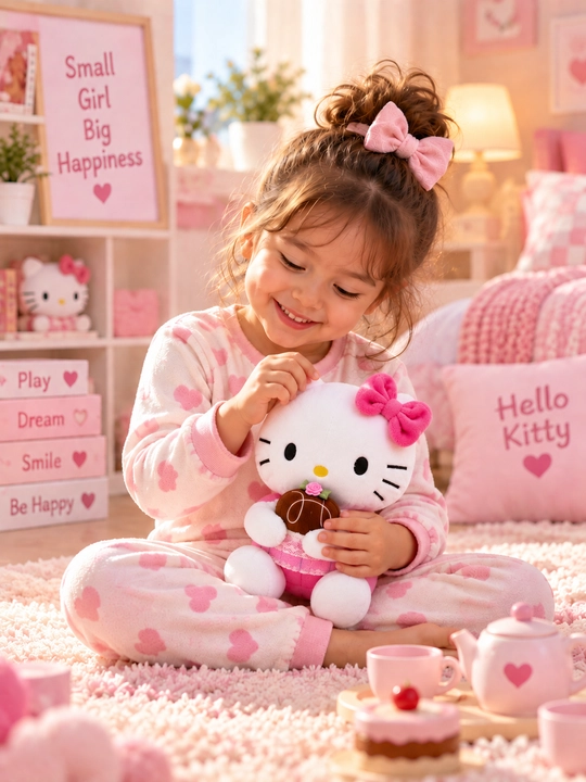 Мягкая игрушка кошка, hello kitty, плюшевая кошка для детей, розовый, 25 cм
