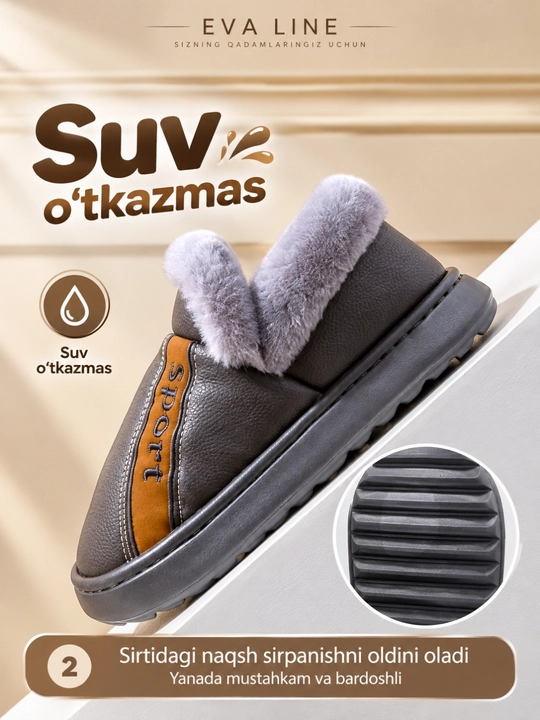Erkaklar va ayollar uchun qishki mo‘ynali issiq uggilar,malomerka-bir razmer katta tanlang