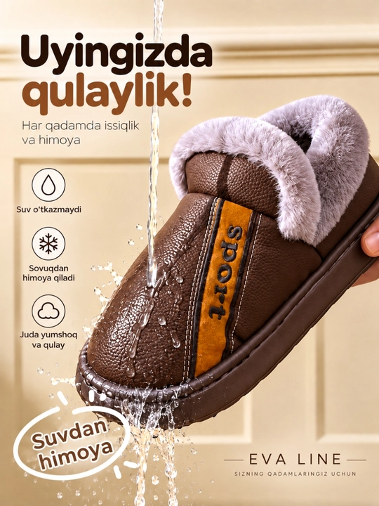 Erkaklar va ayollar uchun qishki mo‘ynali issiq uggilar,malomerka-bir razmer katta tanlang