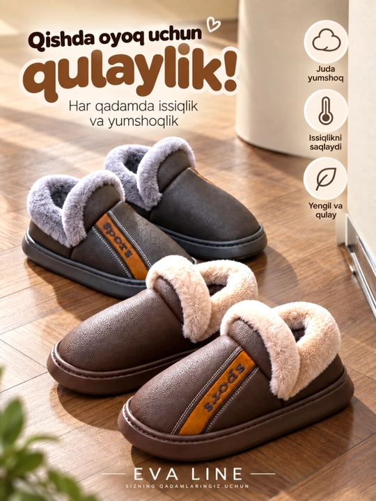 Erkaklar va ayollar uchun qishki mo‘ynali issiq uggilar,malomerka-bir razmer katta tanlang