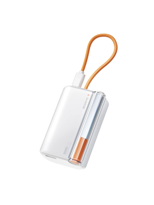 Повербанк SHARGE Flow 3, 10000 мА·ч, PD 45 Вт, встроенный кабель USB-C