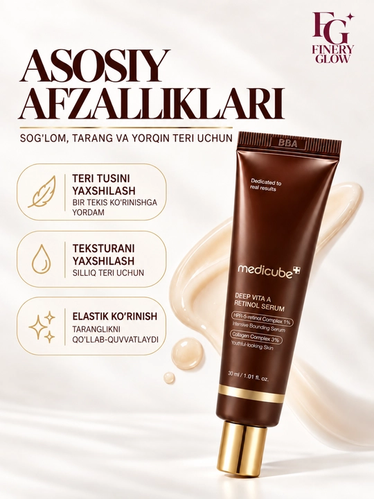 Medicube Deep Vita A Retinol Serum, retinol va HPR bilan yuz serumi, 30 ml