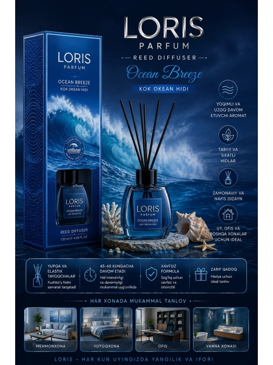 Loris Parfum Ocean Breeze — диффузор с ароматом океана и палочками - 