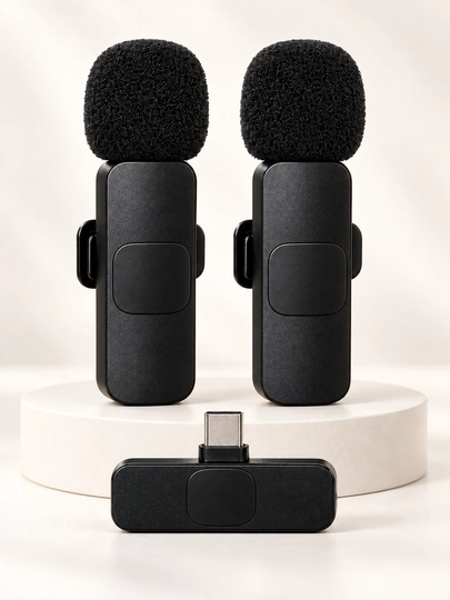 K9 simsiz petlichka mikrofon, 2 kishilik, USB Type-C, vlog va intervyu uchun - 