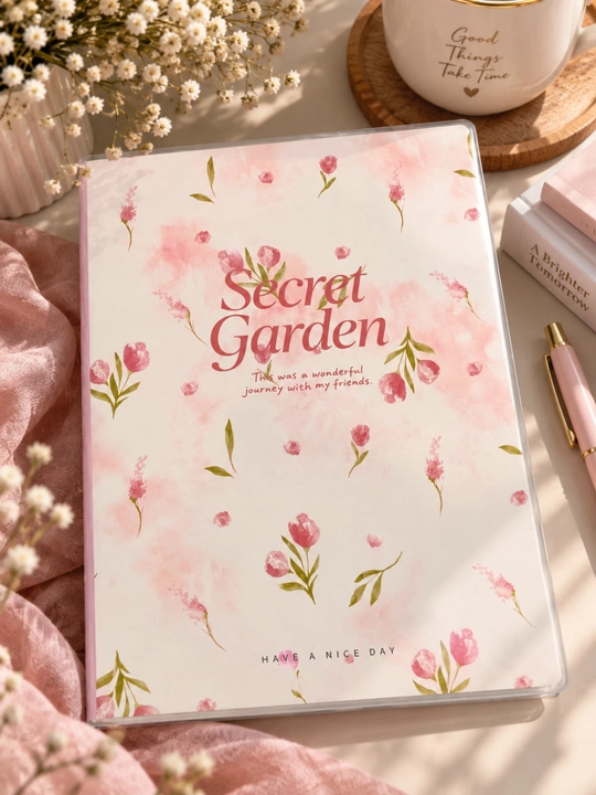 Muqovali bloknot-daftar, Secret Garden dizayni, B5, katakli, 52 varaq