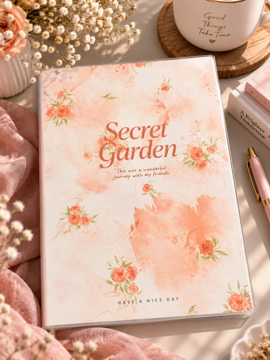 Muqovali bloknot-daftar, Secret Garden dizayni, B5, katakli, 52 varaq