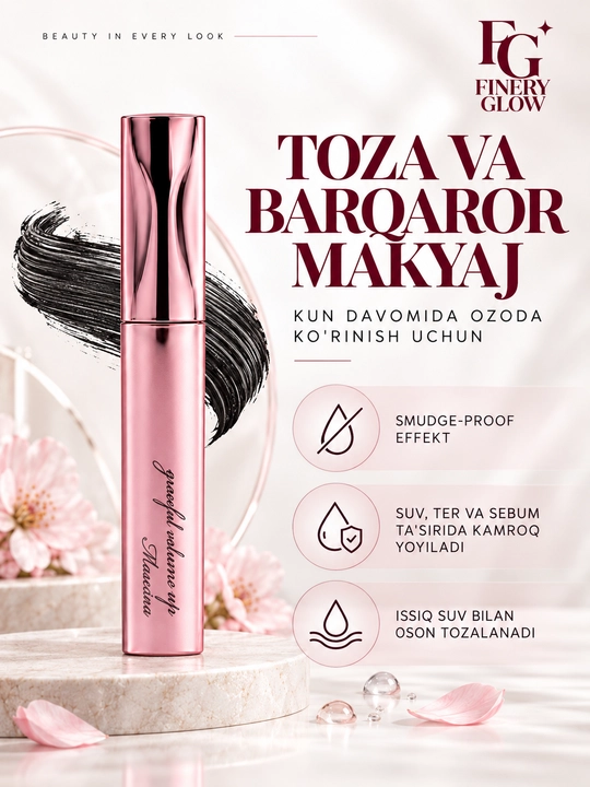 PRIVIA U Graceful Volume Up kiprik tushi, hajm va qayrilish, qora