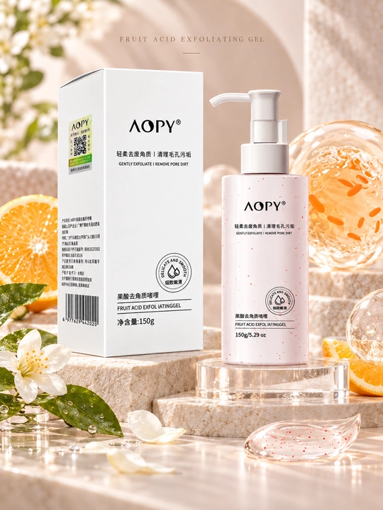 AOPY Yuz uchun piling-gel, meva kislotalari bilan, teshikchalarni tozalash, 150 g