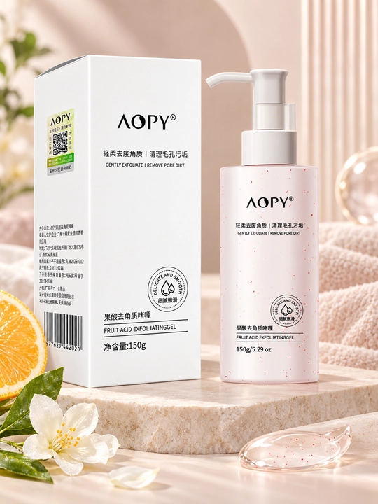 AOPY Yuz uchun piling-gel, meva kislotalari bilan, teshikchalarni tozalash, 150 g