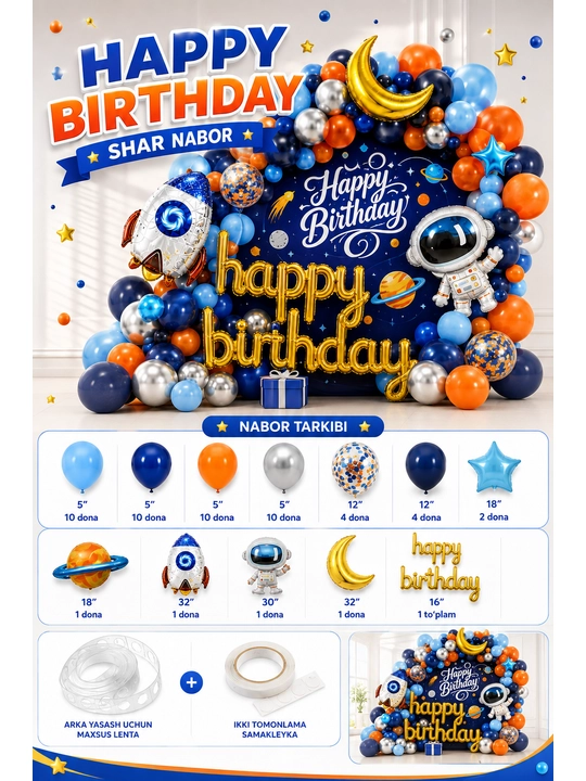 Набор шаров на день рождения Happy Birthday, праздничный декор, набор для фотозоны