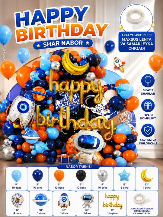 Набор шаров на день рождения Happy Birthday, праздничный декор, набор для фотозоны
