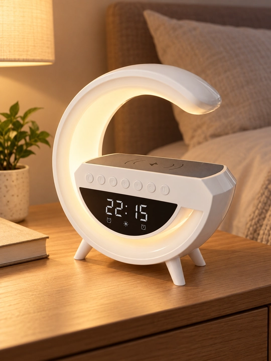 Portativ akustika, Bluetooth karnay, LED soat, budilnik, tungi chiroq va simsiz quvvatlash