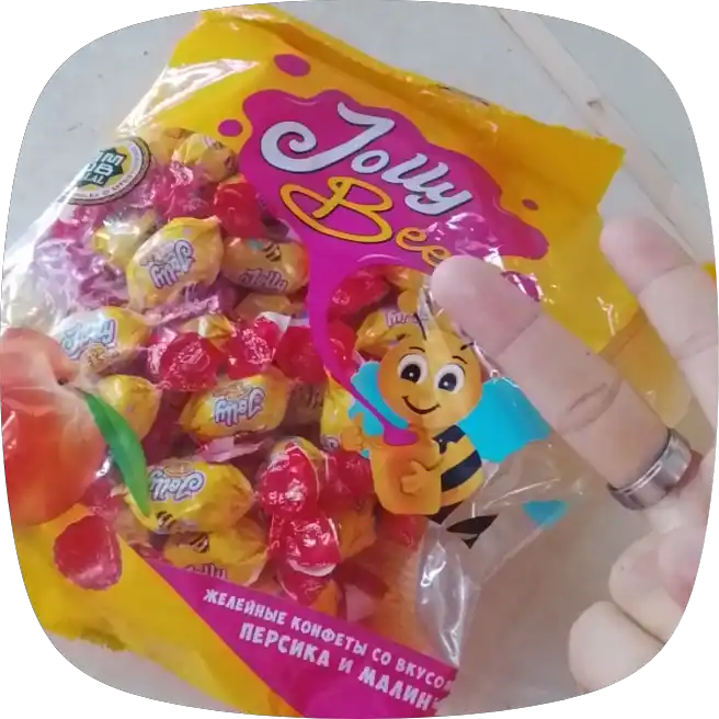 Jeleli konfetlar Jolly Bee shaftoli-malina ta'mli, 500 g