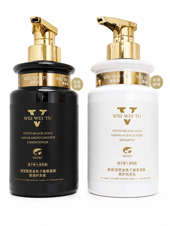 Wei Wei Tu Black Gold Caviar sochlar uchun to‘plam, shampun va konditsioner, 2 tasi 1 da