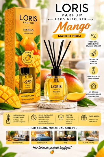 LORIS Parfum Mango — Аромадиффузор с ароматом манго, 120 мл - 
