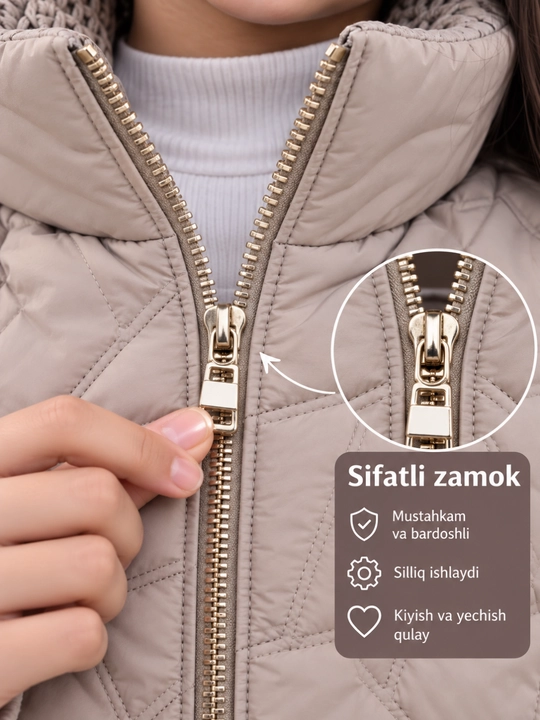 Qizlar jeleti, issiq sinteponli jiletka, kuzgi qizlar kiyimi 10–13 yosh