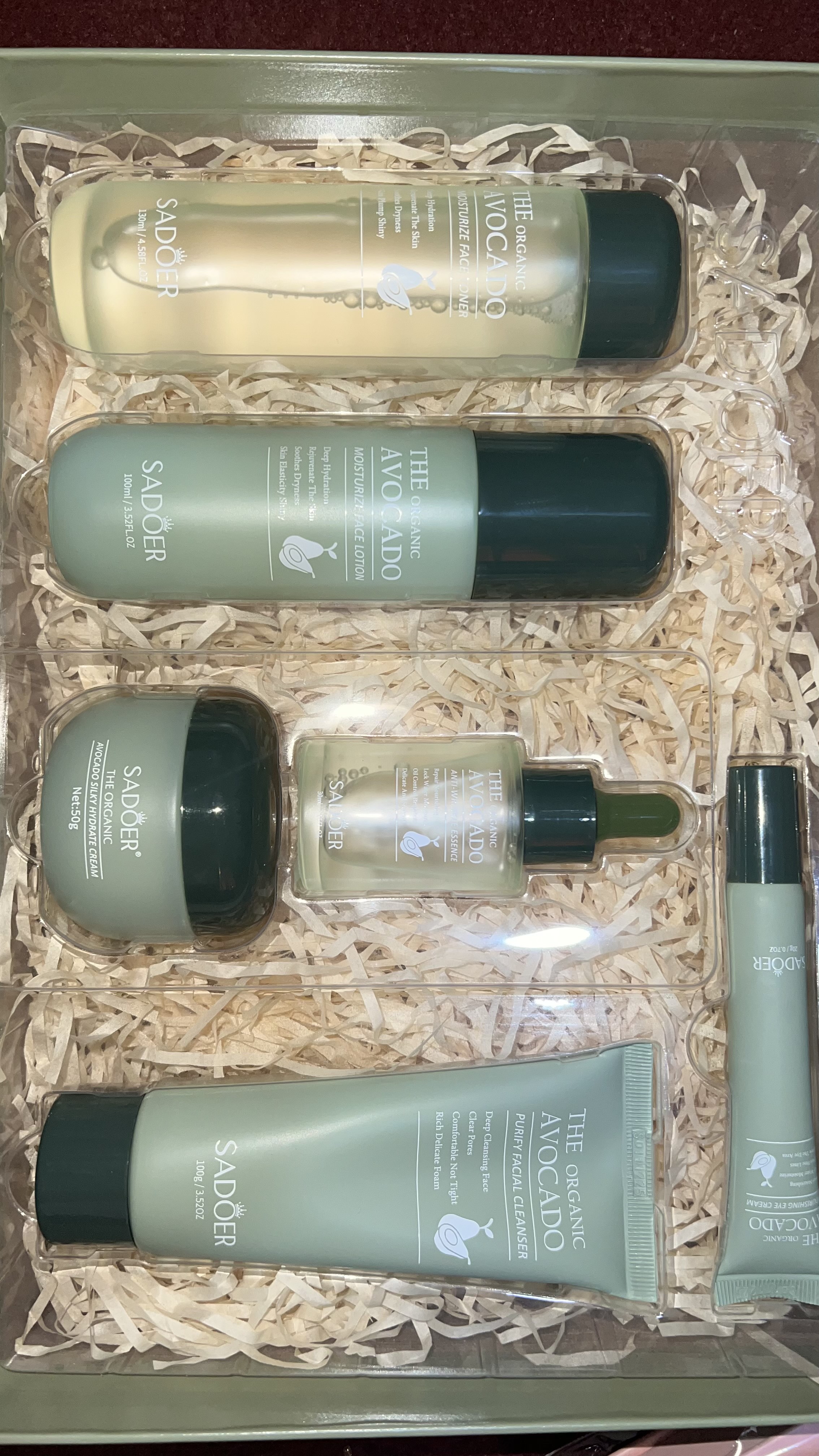 SADOER 6 tasi 1 da yuz parvarishi to‘plami – Avocado / Snail / Collagen / Vitamin E