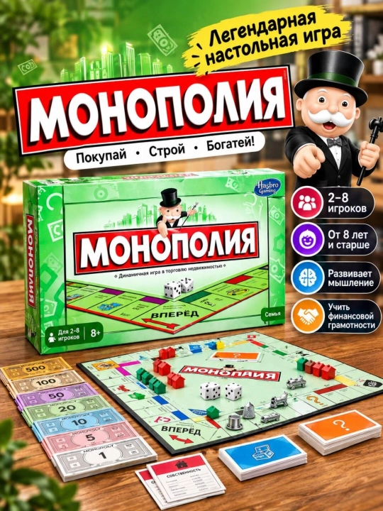 «Monopoliya» stol o‘yini — bolalar va kattalar uchun oilaviy iqtisodiy o‘yin - 
