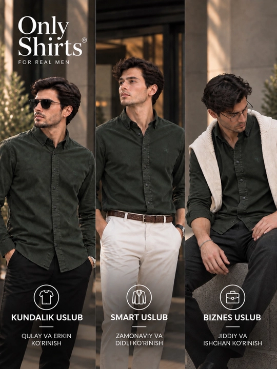 ONLY SHIRTS erkaklar uchun kuzgi ko‘ylak, uzun yengli