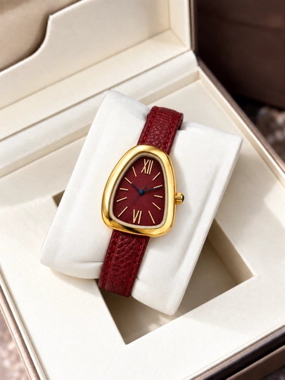 Женские часы, девушек, наручные часы, с кварцевым механизмом, BVLGARI, с кожаным ремешком