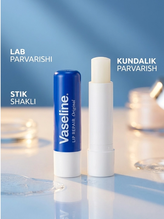 Vaseline lab balzami, namlantiruvchi lab parvarishi, turli variantlar