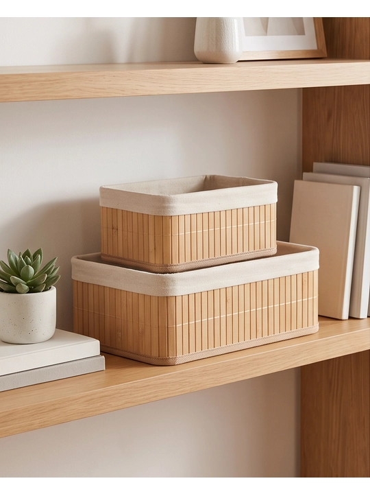 Набор бамбуковых корзин для хранения, плетеные контейнеры органвйзеры с крышкой
