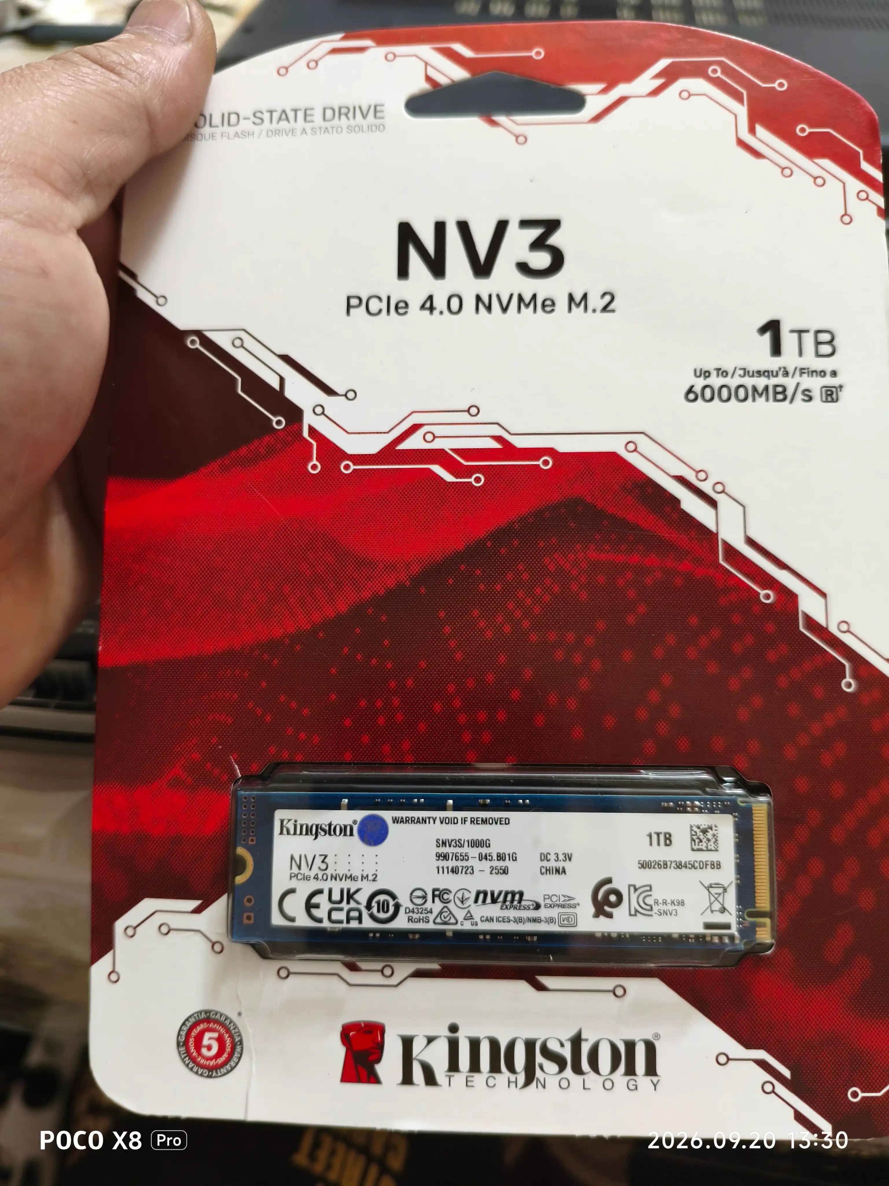 Kingston SSD NV3 PCIe 4.0 NVMe SSD ichki qattiq xotira