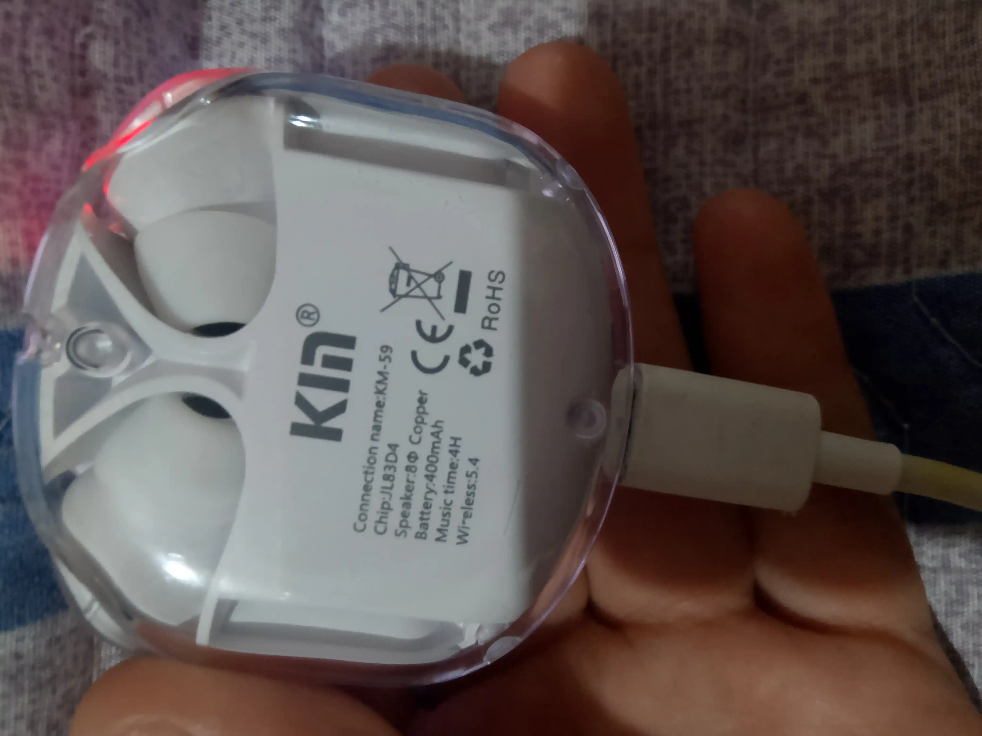 KIN KL59 TWS Bluetooth 400mAh shaffof simsiz quloqchinlar, 6 xil rangda