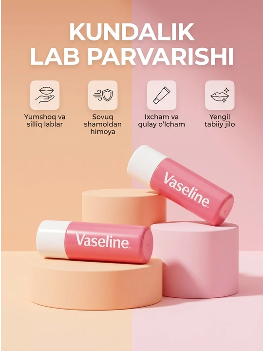 Vaseline lab balzami, namlantiruvchi lab parvarishi, turli variantlar - 