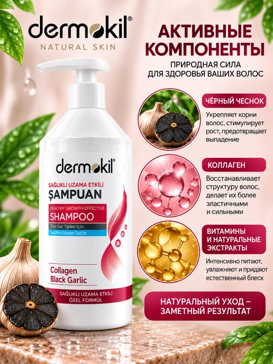Шампуни Dermokil, 3 в 1: против выпадения, перхоти и для здорового роста волос - 