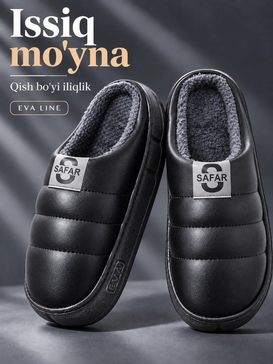 Erkaklar va ayollar uchun qishki mo‘ynali shippaklar, malomerka — bir o‘lcham katta oling