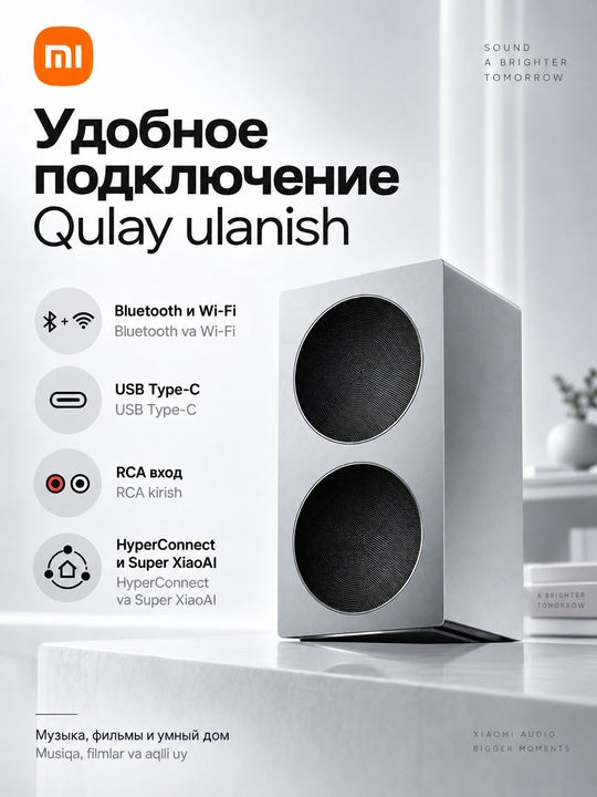 Xiaomi Sound 2 Pro karnay, 60 Vt simsiz akustik tizim, Bluetooth va Wi-Fi