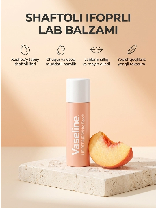 Vaseline lab balzami, namlantiruvchi lab parvarishi, turli variantlar