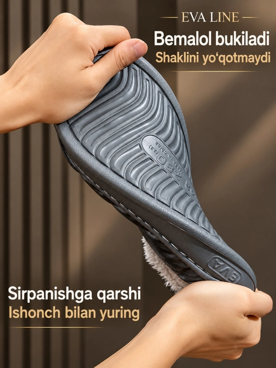 Erkaklar va ayollar uchun qishki mo‘ynali shippaklar, malomerka — bir o‘lcham katta oling