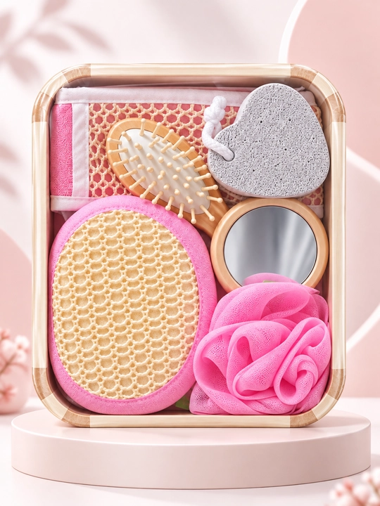 Подарочный банный набор, мочалки, расчёска и аксессуары для ухода за телом - 
