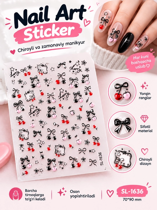 Tirnoq stiker, tirnoq nakleyka,fransuzcha manikyur, dekorativ stiker, kapalak stikerlari - 