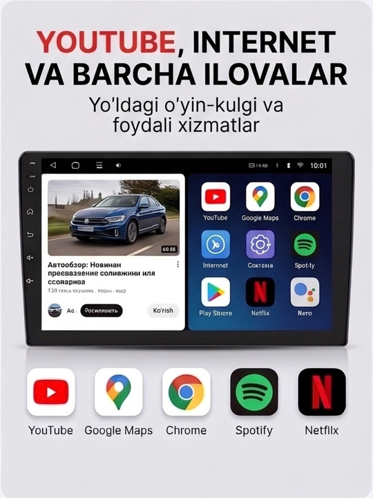 Gentra, Cobalt, Spark, Nexia 1, 2, 3 Damas, Matiz uchun Kenwood avtomobil monitorlari