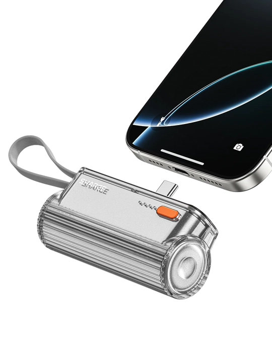 Powerbank SHARGE Flow Mini 2, 5000 mAh, 22,5 W, USB-C va Lightning