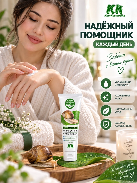 Крем для рук с муцином улитки, увлажняющий и питательный, быстро впитывается, 125 мл