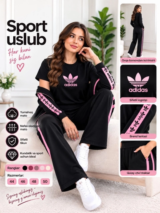 Ayollar sport kostyumi, troyka, futbolka to‘plami,  44-50 razmergacha tushadi standart - 